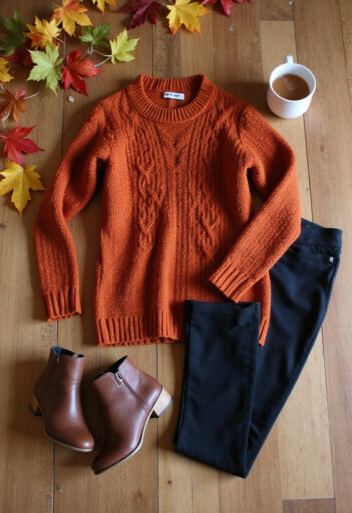 15 Casual Fall Outfits That'll Keep You Cozy and Stylish This Season! - 1. Chunky Knit Sweater & Leggings