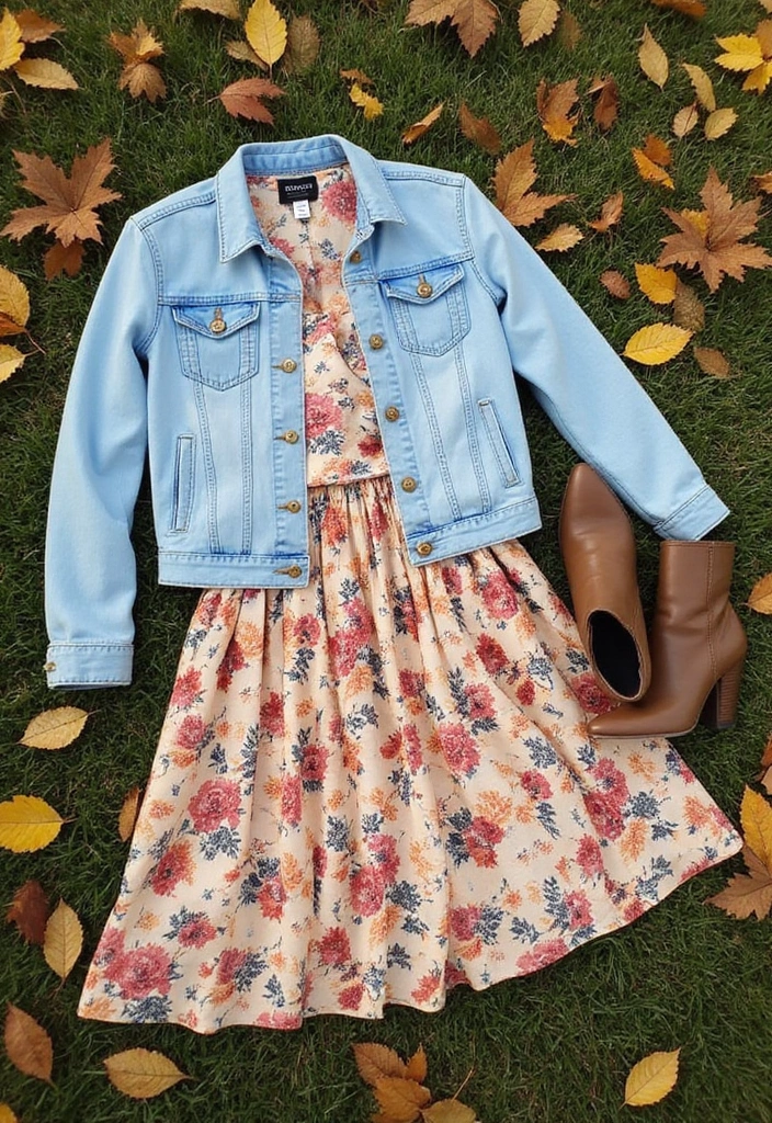 15 Casual Fall Outfits That'll Keep You Cozy and Stylish This Season! - 4. Midi Dress with Denim Jacket