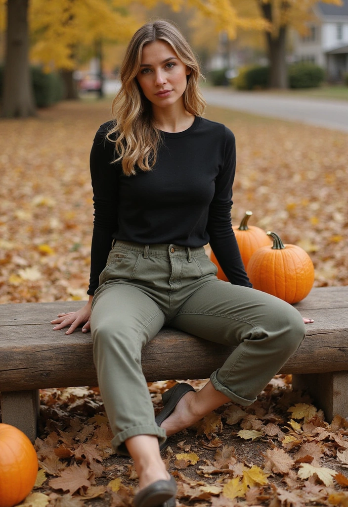 15 Casual Fall Outfits That'll Keep You Cozy and Stylish This Season! - 8. Long Sleeve Tee & Cargo Pants